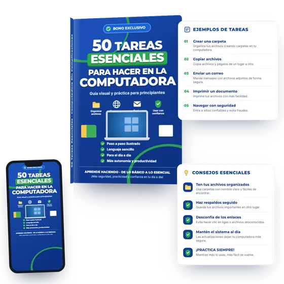 Mockup del bono 50 Tareas Esenciales Para Hacer en la Computadora
