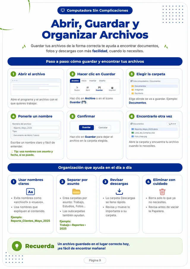 Página 1 de explicaciones visuales de Computadora Sin Complicaciones
